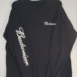 Vintage 2003 Budweiser Black Crewneck Shirt with White Logo